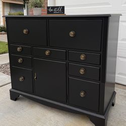 Gorgeous Black Solid Wood Large Dresser / Buffet / Storage Piece 