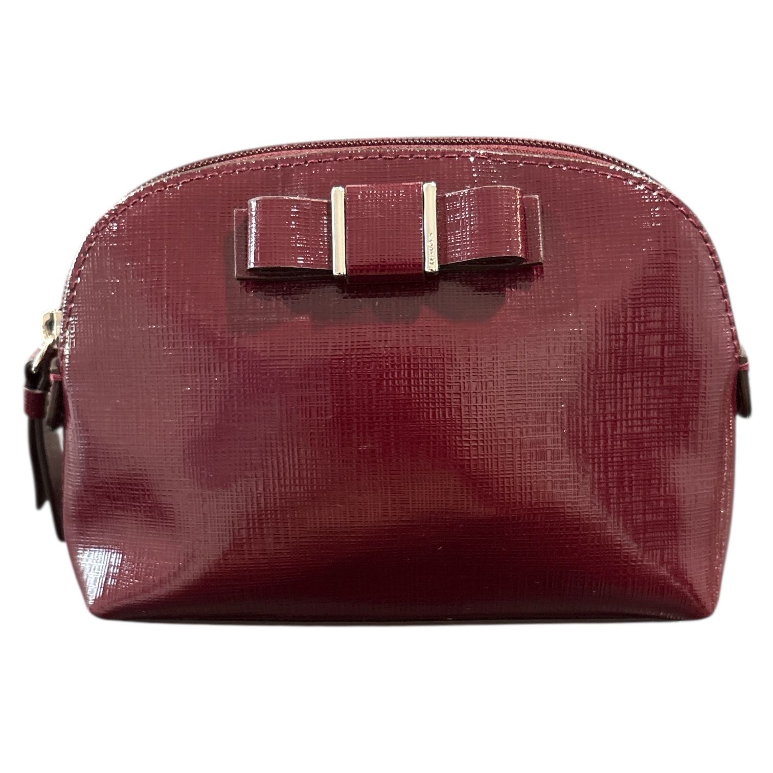 Coach Darcy Small Leather Cosmetic Zippered Bag Burgundy w/ Bow NWOT