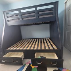 Crate and barrel Twin Bunk Bed With Stairway Storage