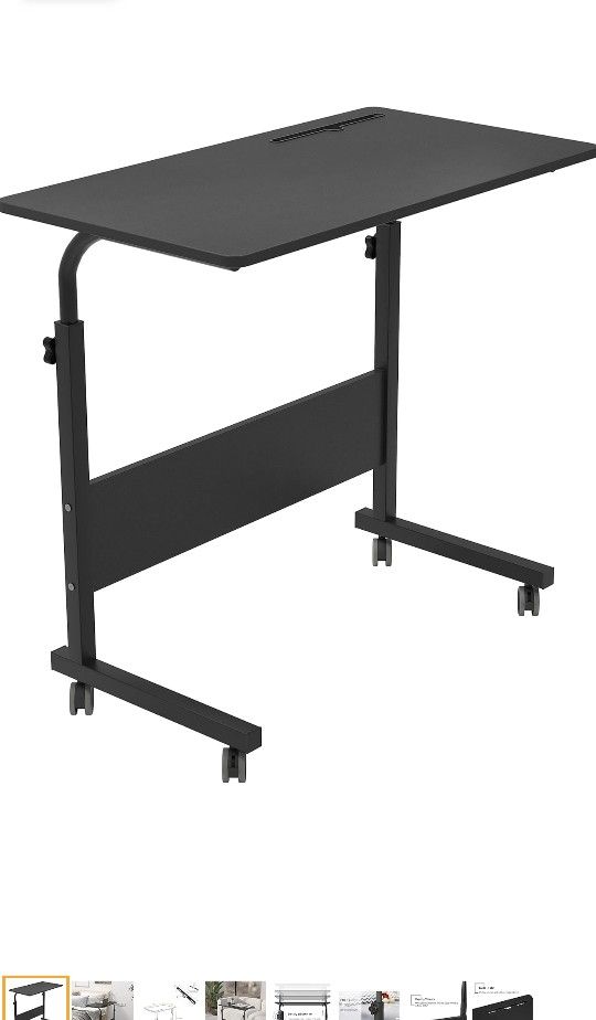 soges Rolling Laptop Desk Cart Height Adjustable, 31.5 inches Mobile Sofa Side Table with Tablet Slot, Portable Standing Laptop Table Desk, Small C Ta