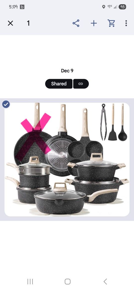 CAROTE 18pc Nonstick Cookware Set - NEW, OPEN BOX
