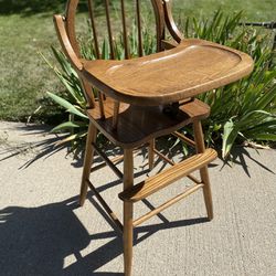 Amish Spindle Back Solid Oak Windsor Baby High Chair