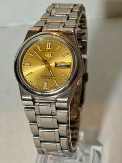 Seiko 5 Automatic 21 Jewels Gold Dial Day/Date Stainless Steel Bracelet