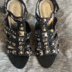 WHITE HOUSE BLACK MARKET Snake skin with studded ACCENT  HEELS 