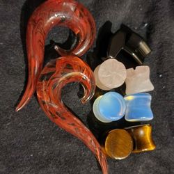 ~½ inch plugs tapers obsidian tigers eye rose quartz opalite 