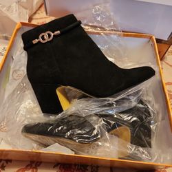 Black Suede Booties Women