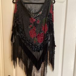 New Velvet Burn Out Poncho