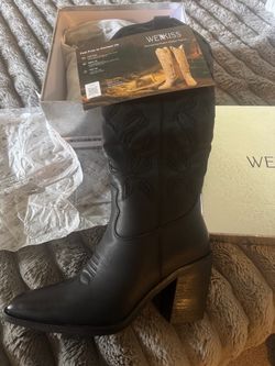 Wetkiss Black Western Cowboy Boots