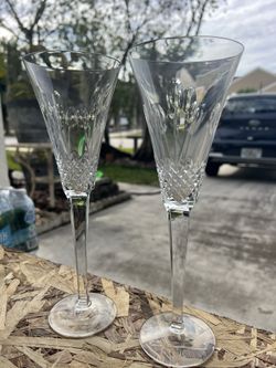 Waterford Crystal Tulip Wine Glasses Stemware   Set Of Two