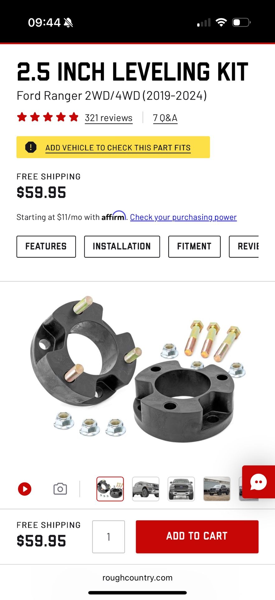 2.5” Leveling Kit (Ford Ranger)