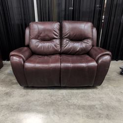 Flexsteel Dark Brown Leather Loveseat with Reclining Seats