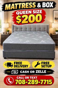 Huge sale for Mattress And Box Twin size #mattress and box 150.$ full 190$ Queen 200$ king 290$. free delivery free set up 708….289…7715… cash or Zell
