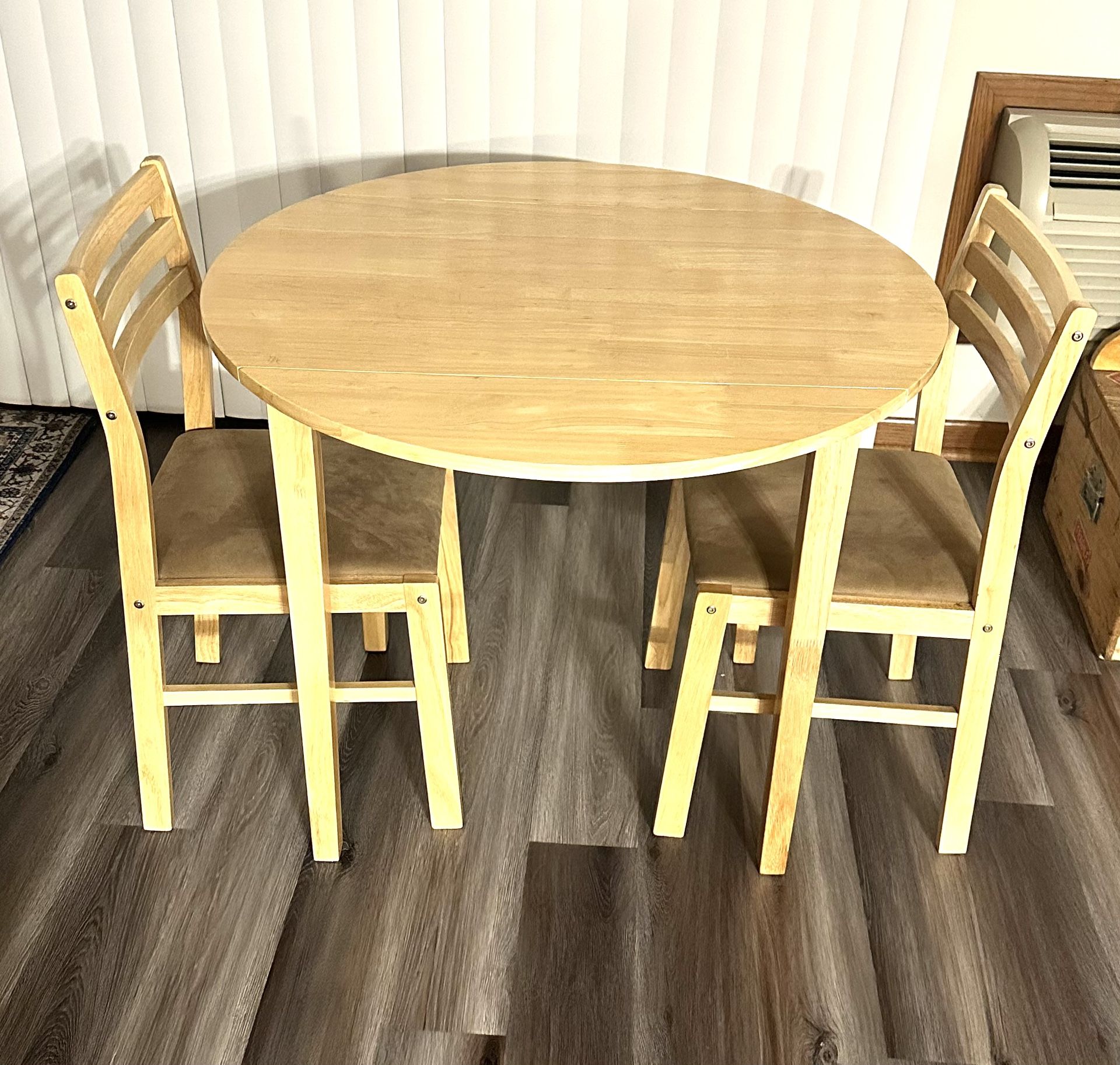 Round Drop-Leaf Dining Table with 2 Chairs – $50 (Pickup Only, Cash Only)