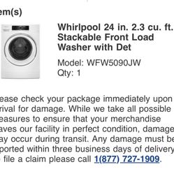 Whirlpool Stackable 24 Inch 2.3 Cubic Washer