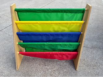 Humble Crew Kids Primary Bookshelf 4 Tier Book Storage, Natural/Primary