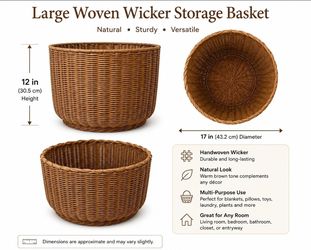 Large Handwoven Wicker Storage Basket