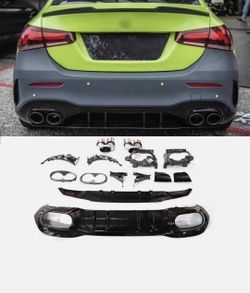 Fit Mercedes-Benz A Class 2018-2026 W177 Diffuser exhaust tips amg style lower valance A 35 A 45
