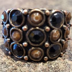 Black & Brown Rhinestoned Stretch Ring