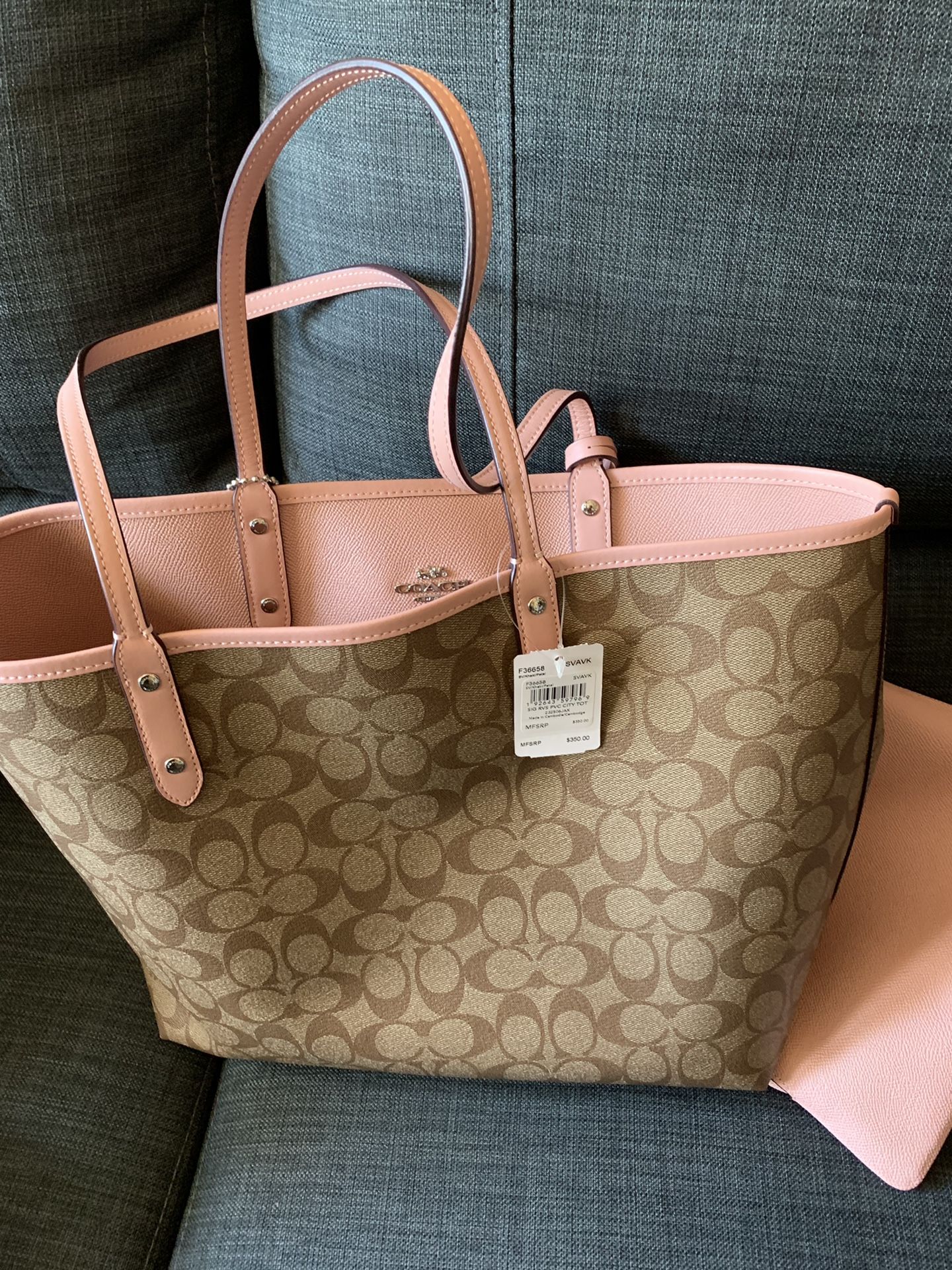 Reversible Tote Bag Coach with wallet