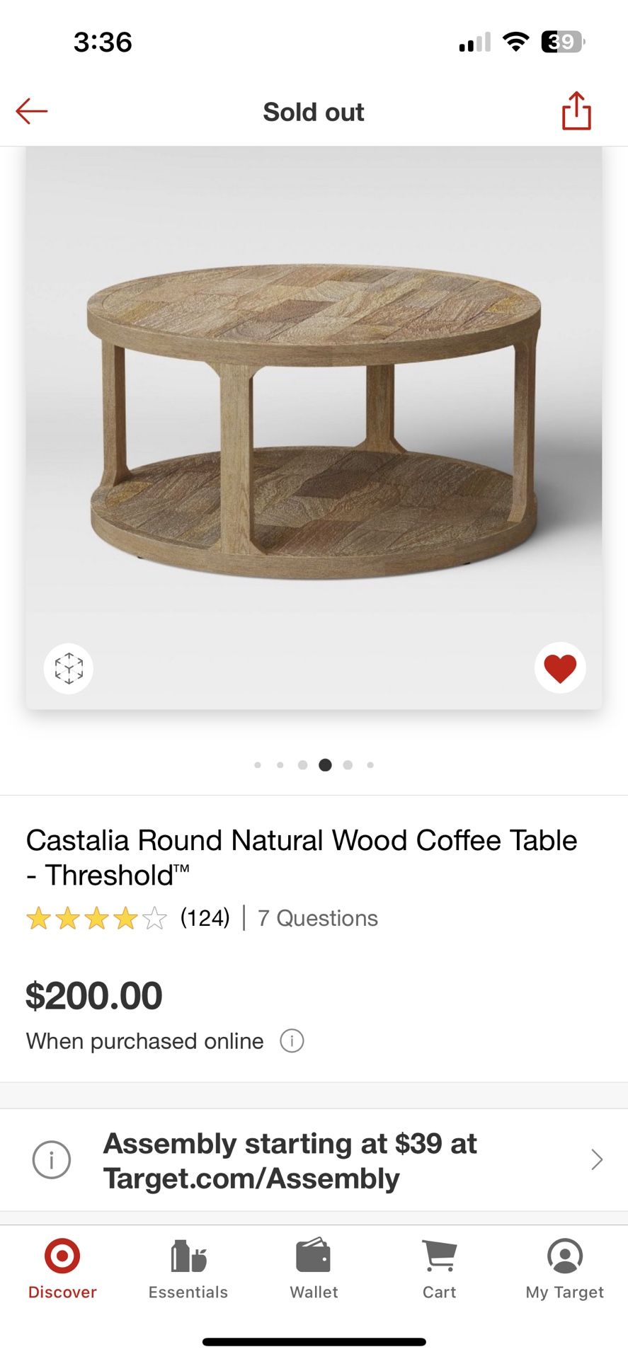 Castalia Round Natural Wood Coffee Table - Thresholdâ„¢