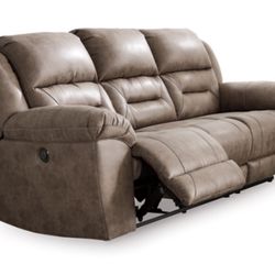 Leather Sofa With Recliner-close To New And Wrapped
