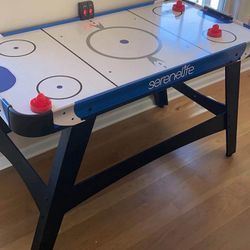 SereneLife 54 Inch Air Hockey Game Table w/Powerful Motor, Light-up Scoreboard