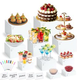 Brand New 10-Piece White Acrylic Buffet Display Risers Set