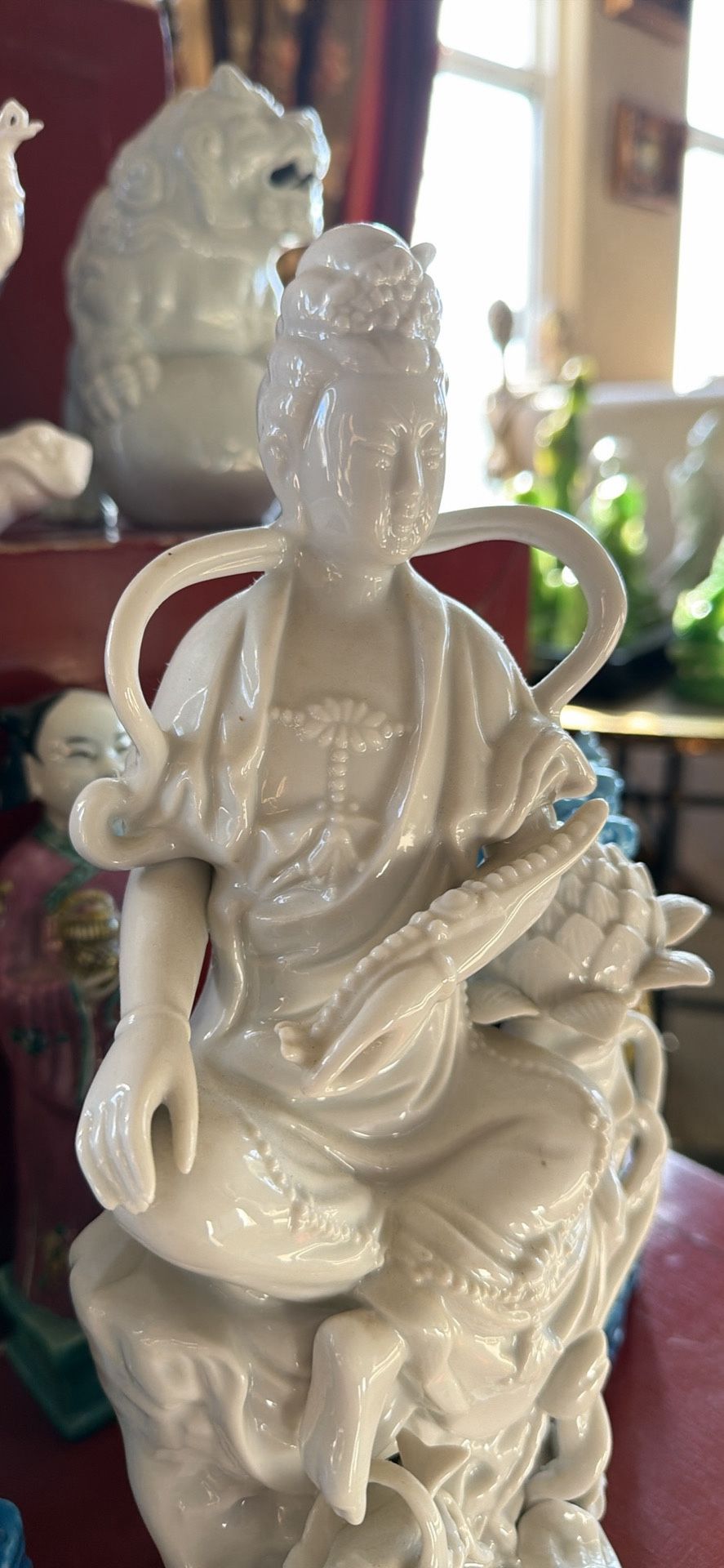 Vintage Blanc De Chin porcelain "oriental stature" 12" tall