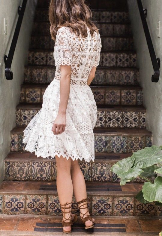Designer Alexis White Lace Fit & Flare Dress