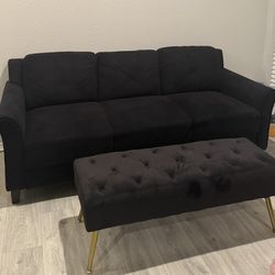 Black Suede  Sofa 