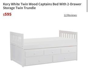 White Twin Bed with Trundle and Storage Drawers