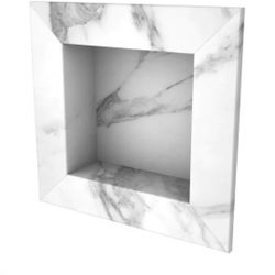 FlexStone 17 in. x 17 in. Square Recessed Shampoo Caddy in Calcutta White 