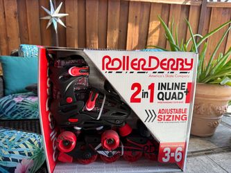 Roller Derby 2-in-1 Inline & Quad Skates Boys Size 3-6