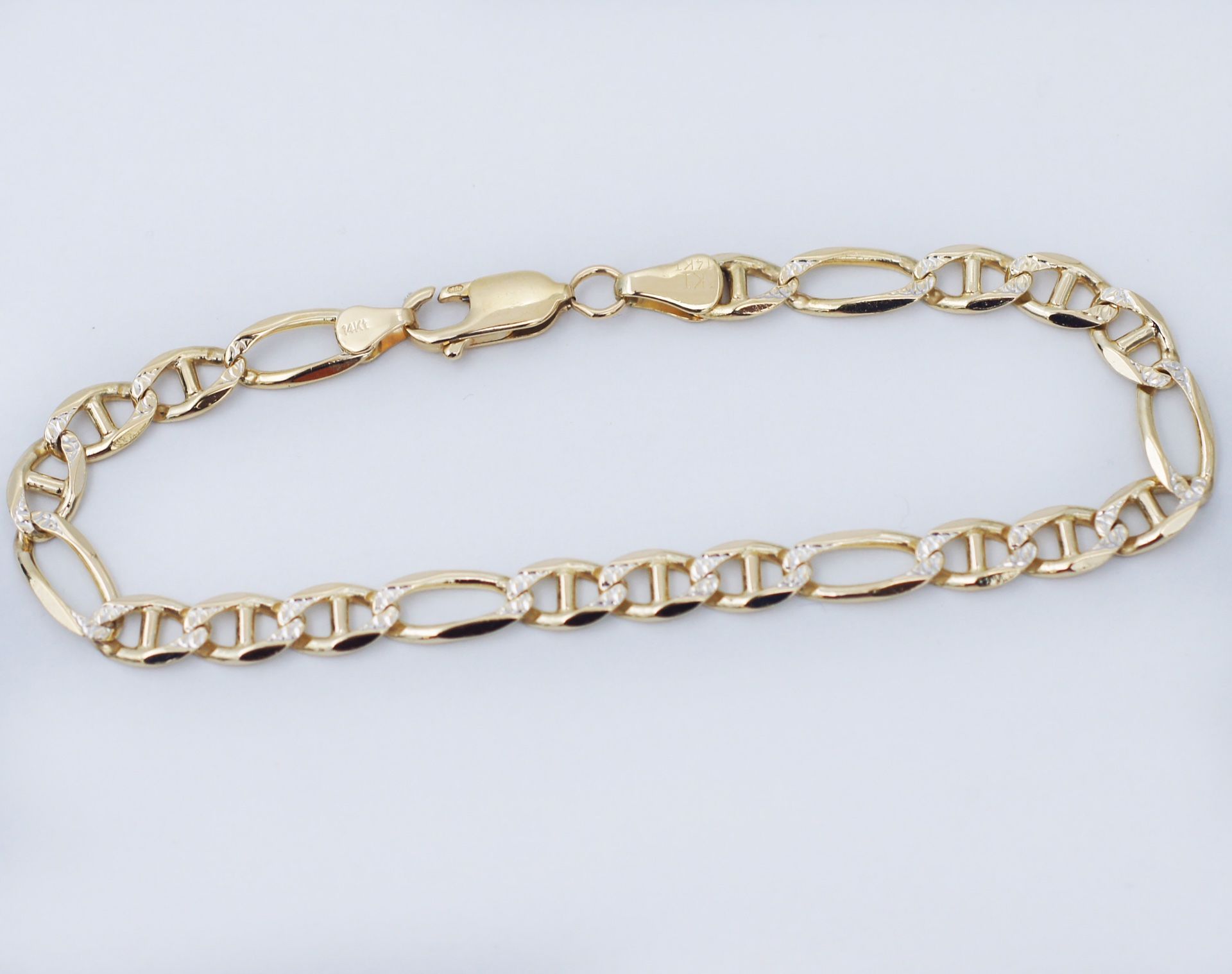 14K Gold 6mm Gucci Paved Link Chain Bracelet, 8" in Length and Only $465