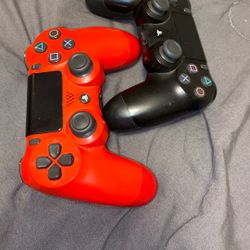 Red And Black Ps4 Controllers