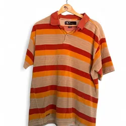 90s O'Neil Surfwear Terry Cloth Polo Striped Shirt