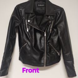 Women's Black Zipper Leather Jacket