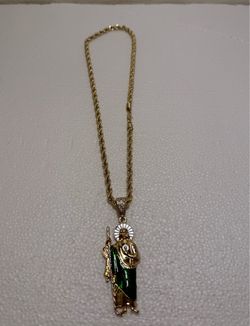 Gold Rope Chain-24in with San Judas Tadeo Pendant-read description&throw offers