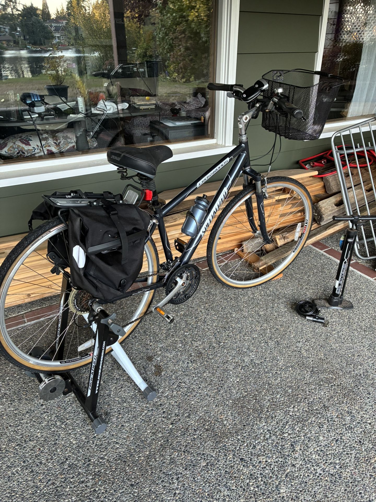 Specialized Crossroads Hybrid Bike + Trainer + Accessories Bundle
