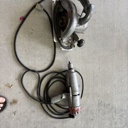 Old School Milwaukee Electric Impact Wrench And Black And Decker Circular Saw. CL
