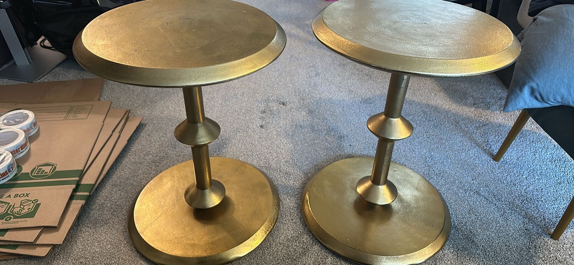 Gold Pedestal End Tables 