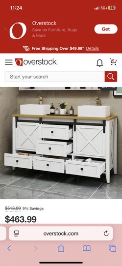 Moasis 60" Farmhouse Double Sink Bathroom Vanity Cabinet