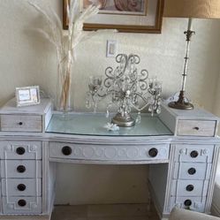 Custom Made Vanity With Glass Top 