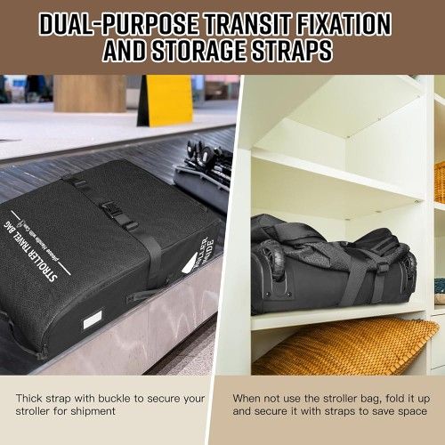 Padded Stroller Travel Bag for Airplane,Stroller Gate check bag with Wheels  Compatible with UPPAbaby Vista,