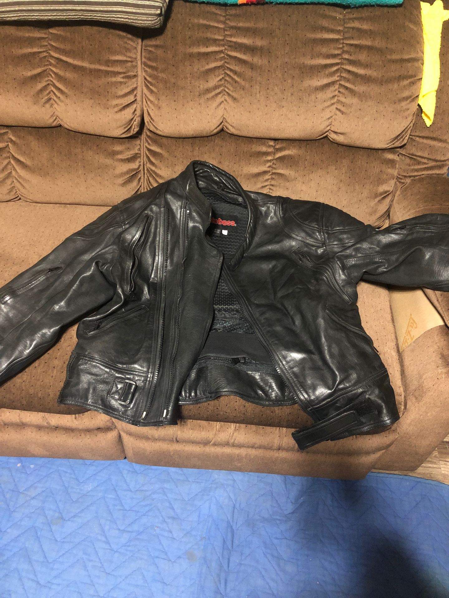 Motoboss black leather motorcycle jacket