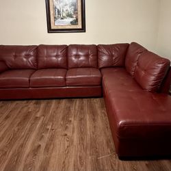 Burgundy, Leather Couch Sectional