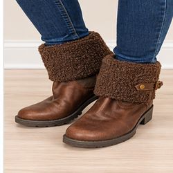 Sonoma Solid Brown Leather Slip On Boots Size 6.5M