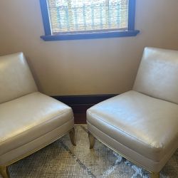 Pearl Leather Slipper Chairs 