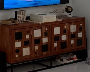 Beautiful Wood & Marble Tile Sideboard / TV Console
