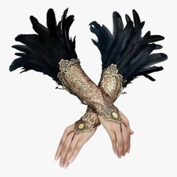 Dark Fantasy Feather Sleeves Masquerade